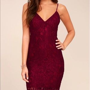 Lulus Burgundy Lace Midi Dress